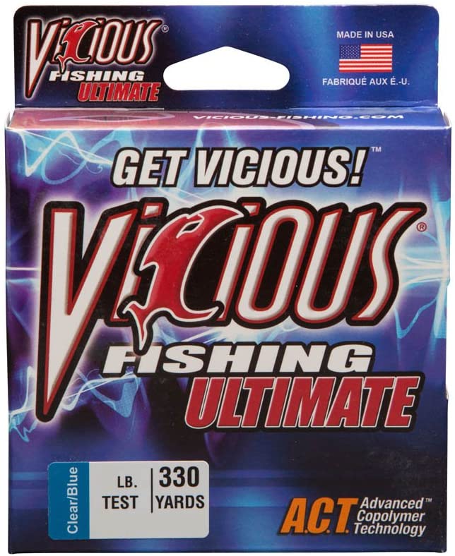 Vicious Fishing VCB-8 Ultimate Copolymer (Mono) Clear-Blue Fluoresecent 8 lb Test 330 Yards