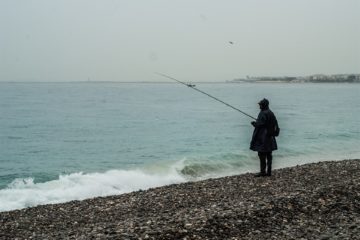 fisherman catches a fish fishing
