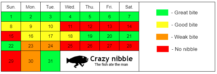 Fishing calendar for August 2022 - Crazy Nibble